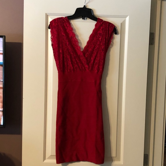 Red Lace Mini Dress by Bebe - Picture 2 of 4